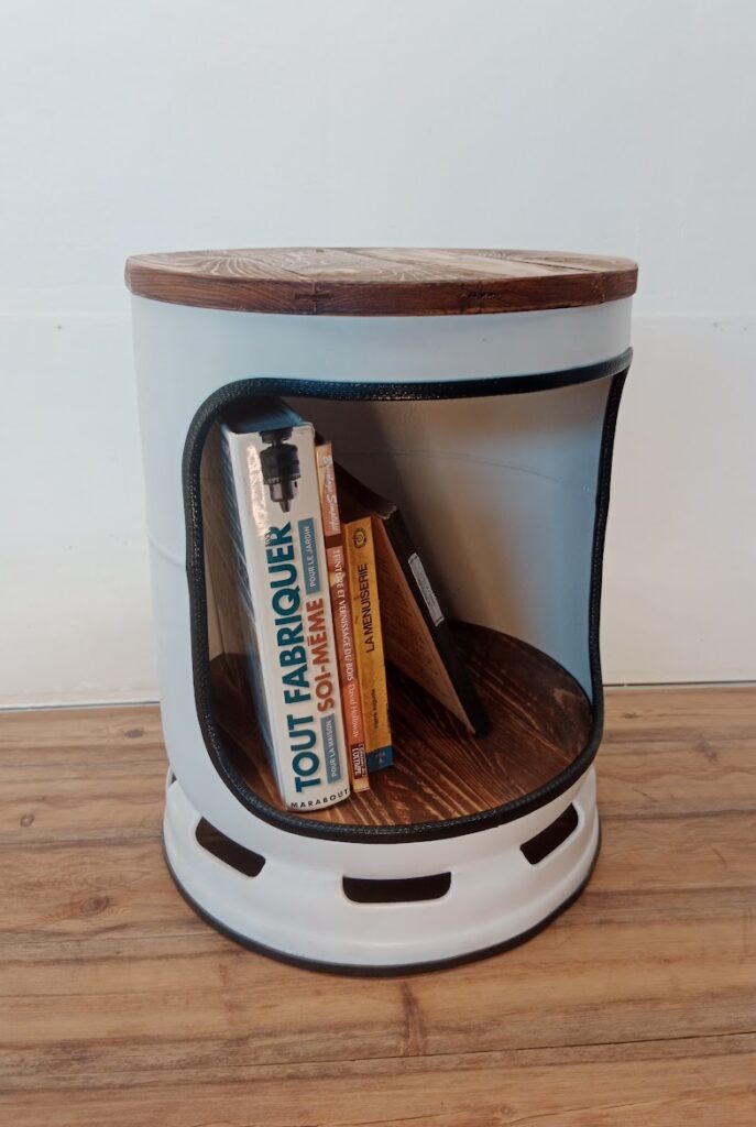 Table de chevet en bouteille de gaz "Gazflex Blanc" - Ouverture simple